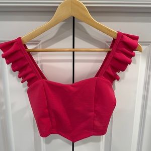 Crop top ruffled shoulder straps